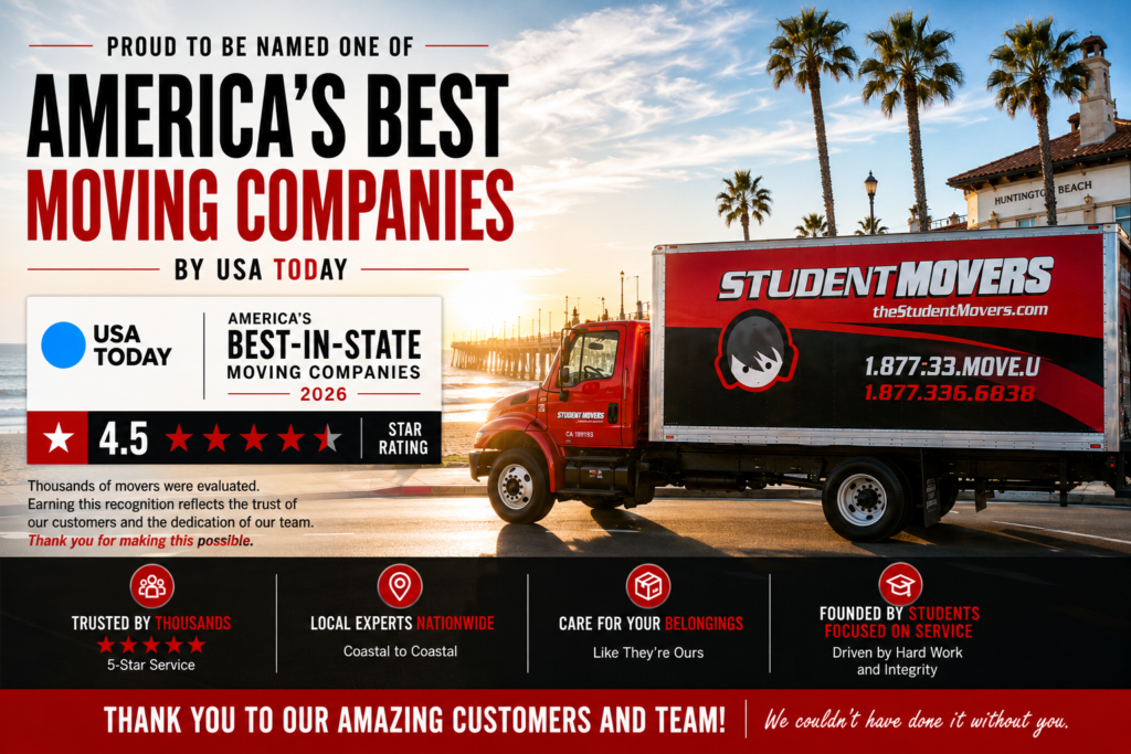 Student Movers® USA TODAY 4.5-star California moving company recognition